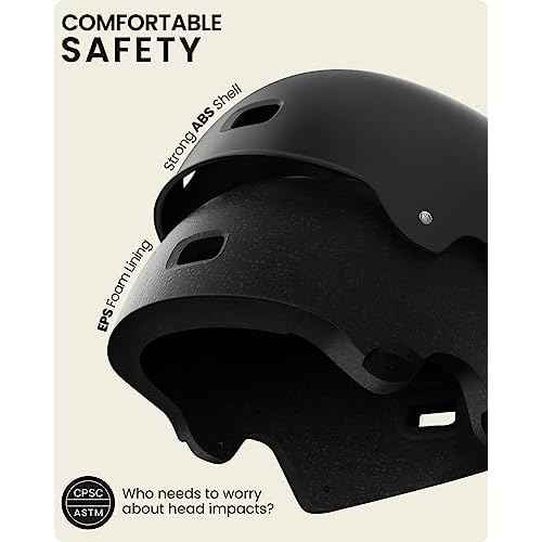 OutdoorMaster Skateboard Cycling Helmet - Two Removable Liners Ventilation Multi-Sport Scooter Roller Skate Inline Skating Rollerblading for Kids, Youth & Adults