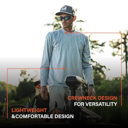 Simms SolarFlex Crewneck Long Sleeve Fishing Shirt for Men: UPF 50+ Sun Protection, Quick-Dry, Odor-Resistant (Seaport/Bright Blue, X-Large)