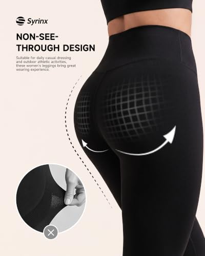 Syrinx 7 Pack High Waisted Tummy Control Leggings for Women - Black + Small-Medium