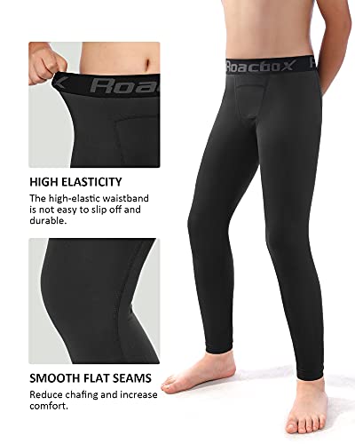 Roadbox Boys Compression Pants - XL Black and White Quick Dry Leggings Base Layer