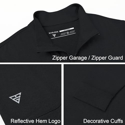 Men's Quarter Zip Pullover Sweatshirt - Black Large Moisture Wicking Golf Midlayer