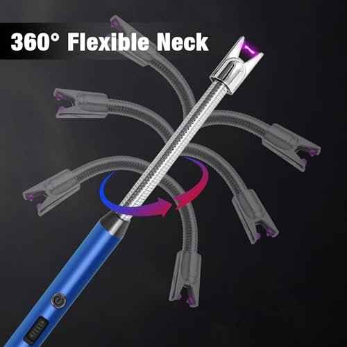 5 Pack Candle Lighter Electric Rechargeable Flameless Arc Lighters Flexible Neck USB Plasma Long Lighter for Candles BBQ Grill Camping Birthday Fireworks
