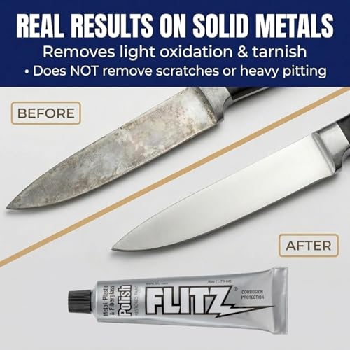 Flitz Metal Polish Paste 1lb for Chrome, Stainless Steel & Aluminum - Solid Metal Cleaner