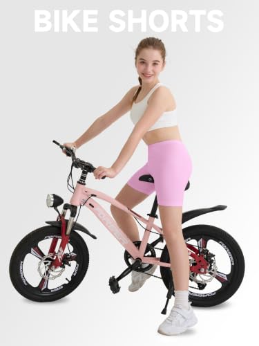 Toddler Girl Bike Shorts 6 Pack Under Dress Dance Shorts - 14-16 Years, Black Gray Navy Pink