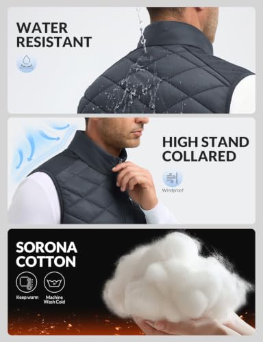 Men's Puffer Vest Outerwear - Light Weight Golf Winter Jacket X-Large Dark Gray