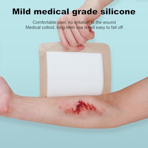 6''x6'' Silicone Foam Wound Dressings 20 Pack - Gentle Border, Waterproof, Absorbent, Self-Adhesive Pressure Sore Pads
