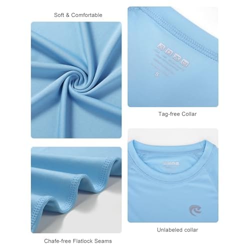Boys UPF 50+ Swim Shirt Long Sleeve, 1 or 2 Pack UV Sun Protection Rash Guard, Youth Kids SPF Water Shirts for Beach Surf