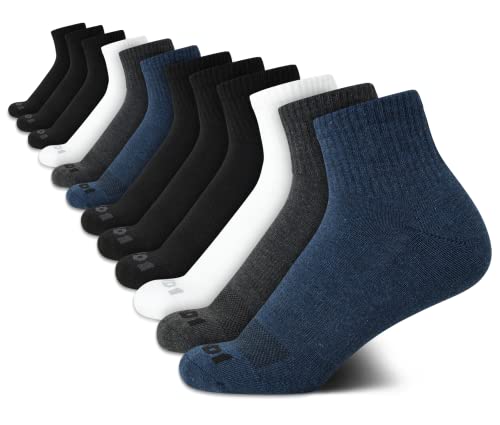 AND1 Men's Quarter Athletic Socks 12 Pack - Assorted, Cushioned, Breathable Mesh