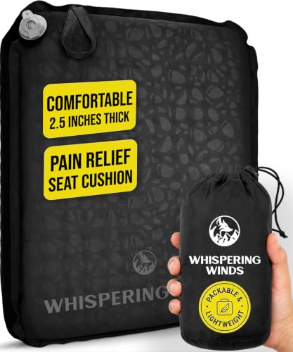 Black Whispering Winds Inflatable Seat Cushion - Large Pack for Travel & Outdoors