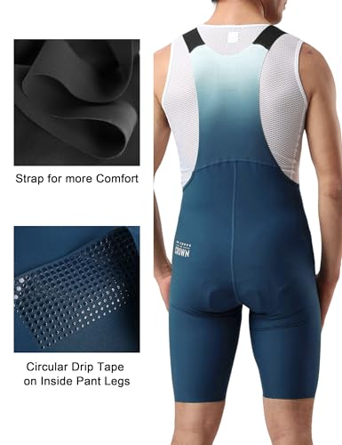 Men's Cycling Bib Shorts Blue Large Padded Breathable Bike Shorts Lightweight Bicycle Tights