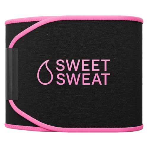 Waist Trimmer Belt & Workout Gel Pack for Fitness & Cardio - Black/Pink, Medium