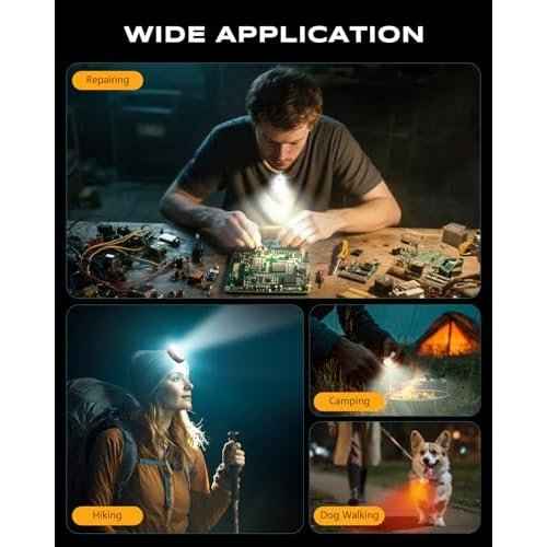 500LM Ultra Bright Mini EDC Flashlight, 10 Modes Running Lights for Runners with Spot & Flood Light, IP65 Waterproof Rechargeable Small Clip on Flashlight for Camping, Hiking, Jogging, Work