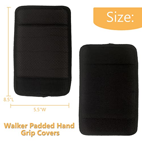 Universal Walker Hand Grip Covers with Memory Foam Padding, Washable, Black