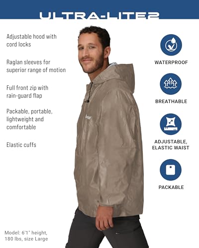 Men's Ultra-Lite2 Waterproof Breathable Rain Jacket - Khaki, Large