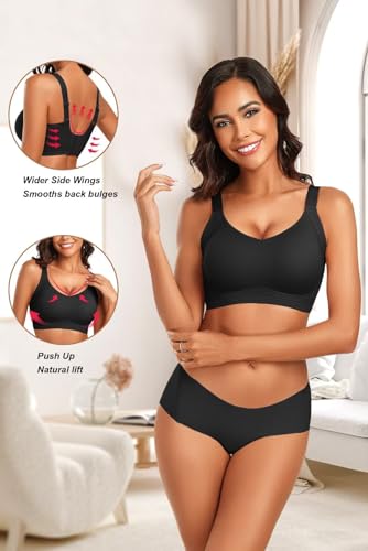 Vertvie Wireless Jelly Bras for Women Support and Lift XX-Large Black
