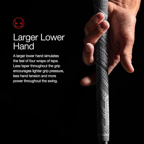 Golf Pride MCC Plus4 Golf Club Grip - All-Weather Hybrid Grip with Larger Lower Hand - Brushed Cotton Cord & Pebbled Texture - Grey