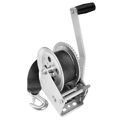 Fulton 142305 Boat Trailer Winch with 20 Foot Winch Strap with Hook, 1,800 lbs. Capacity, Single-Speed Hand Crank Winch, Solid Drum Gear System