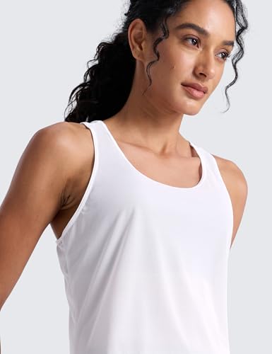 Mesh Racerback Tank Top for Yoga & Workout - Lightweight Breathable Exercise Top - Small White