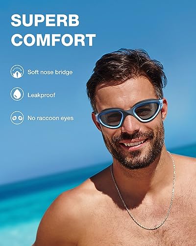 Polarized Swim Goggles with Anti-Fog, Bright Smoke Lens - G1 MAX