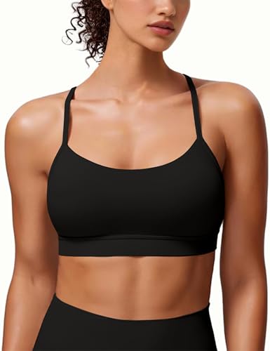 Medium Black Padded Y-Back Sports Bra for Women - Low Impact Racerback Yoga Top