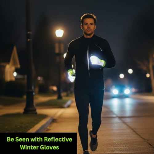 ReflecToes Reflective Winter Running Gloves - Touch Screen Compatible Warm Gloves -Thermal Fleece - Cold Weather Hi Vis Safety for Night Runs