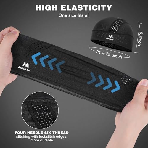 Cooling Skull Cap for Men - Breathable Mesh Sweat-Wicking Cycling Helmet Liner Black+Black+Black