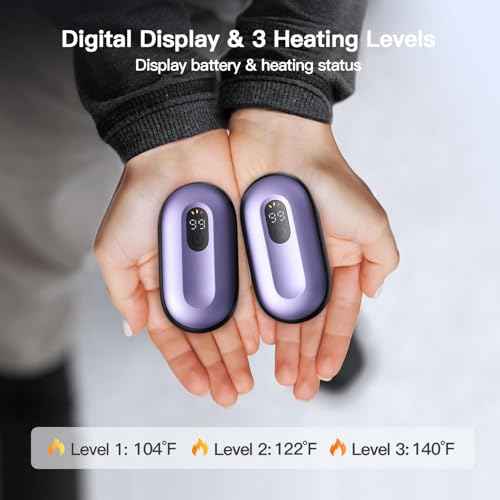 coldSky Hand Warmers Rechargeable 2 Pack, Magnetic Electric Hand Warmer with Digital Display, Reusable Handwarmers Heat Up to 140¢µ, Portable Pocket Heater Warm Gift for Outdoors, Camping, Hunting