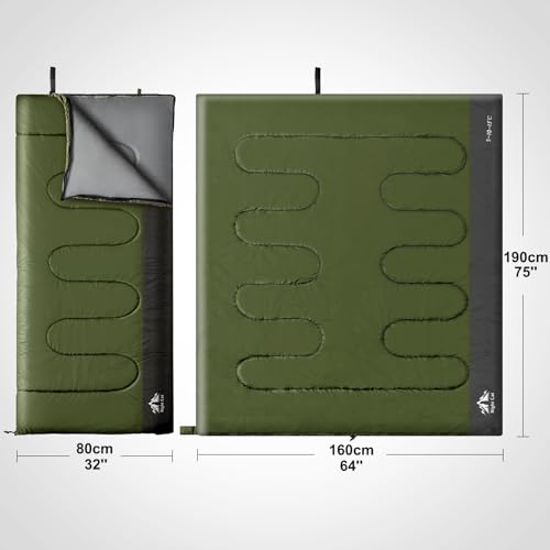 Green Night Cat 3-Season Camping Sleeping Bag for Adults - Lightweight & Portable, Switch to Quilt or Blanket