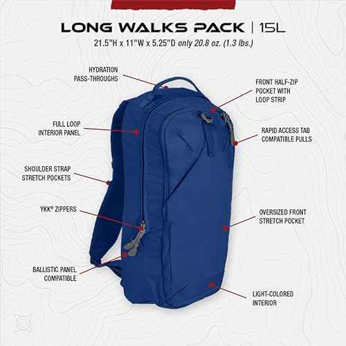 Vertx Long Walks Pack 15L Tactical Backpack Concealed Carry EDC Gear Bag for CCW, Travel, Work, Hiking, Outdoors, It's Black