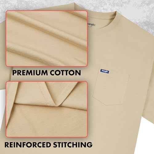 Wrangler Big and Tall T-Shirts for Men - 2 Pack Cotton Tee with Chest Pocket