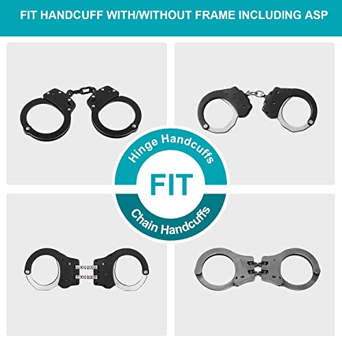 ASP Compatible Handcuff Holder for Hinged & Chain Cuffs - Tactical Duty Belt Case with One-Hand Draw