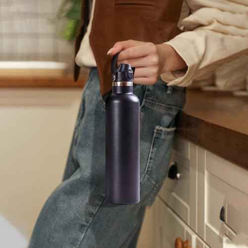 XACIOA Flip Lid for Hydroflask Standard Mouth, Replacement for Hydro Flask Lid, Spout Cap for Narrow Mouth Water Bottle for Simple Modern Iron Flask Accessories, BPA Free, Black - Black