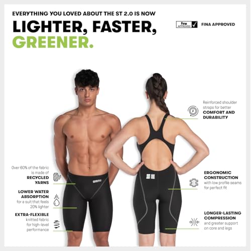 ARENA Powerskin ST Next Eco Open Back Tech Swimsuit Junior Girls Competitive Racing One Piece Kneeskin Competition Swimwear