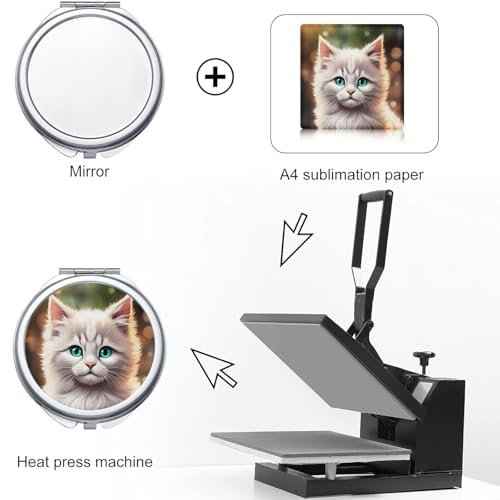 18 Pack Sublimation Blanks Pocket Mirror Cosmetic Compact Travel Folding Mirrors for Makeup Women Wending Party Cute Round Shaped