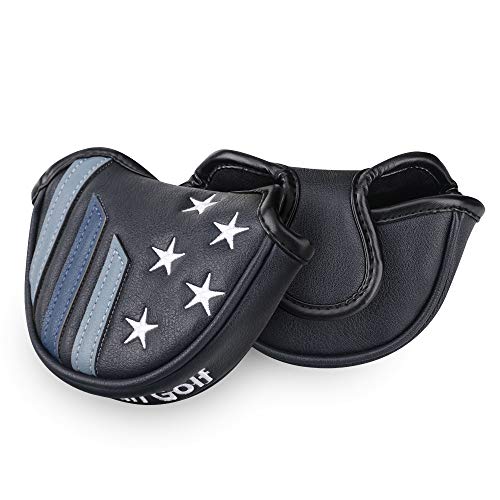Craftsman Golf Blue Strips Stars Mallet Mid Mallet Putter Head Cover - Heel Shaft