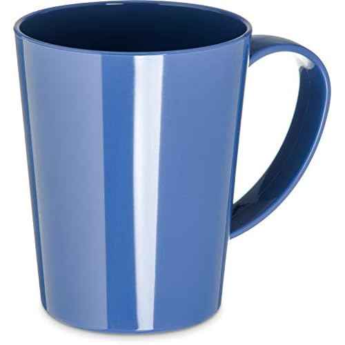 Carlisle FoodService Products Mug Plastic Coffee Mug with Large Handle for Buffets, Home, and Restaurant, Tritan, 12 Ounces, Blue, (Pack of 12)