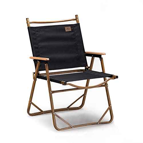Naturehike Folding Camping Chair, Ultralight Aluminum Outdoor Beach Chair with Solid Wood Armrest, Portable Collapsible Fishing Chair for Hiking Lawn Picnic