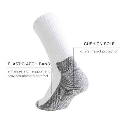 JOYN?E 8 Pair Mens Thick Cushioned Athletic Crew Socks Breathable Moisture Wicking Work Running Socks for Men Size 9-12/12-15