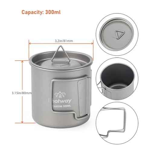 Camping Titanium Mugs Cups 300ml Camp Coffee Mug with Lid - Ultralight Backpacking Camp Cup for Hiking Backpacking Camping Open Fire