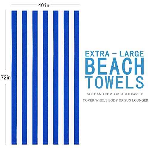 6 Packs Oversized 72x40 Inch Stripe Beach Towel Thin Set Extra Large XL Big Clearance Accessories Essentials Soft Super Absorbent Pool Travel Bath Swim Camping Towels Bulk Men Women Adults Gift