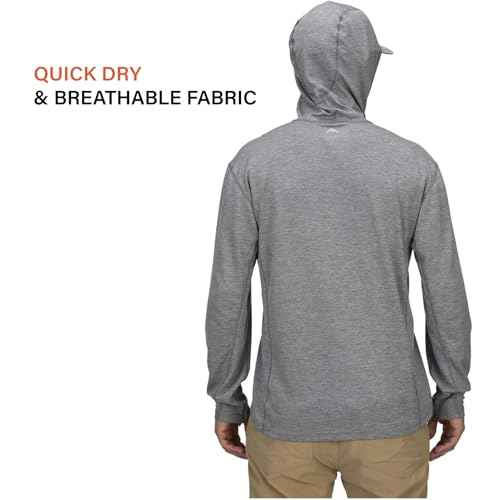 Simms Men's BugStopper Hoody - Insect Shield Technology With UPF 30 Fabric - Quick Dry Bug Repellent Fishing Shirt for Warm Weather Outdoor Activities (Bay Leaf Heather, X-Large)