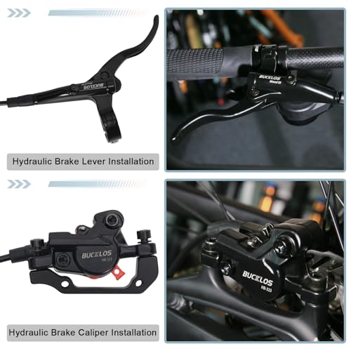 Mountain Bike Disc Brake Kit - Hydraulic Front+Rear with Aluminum Levers, 160mm Rotor, Universal IS/PM Adapter