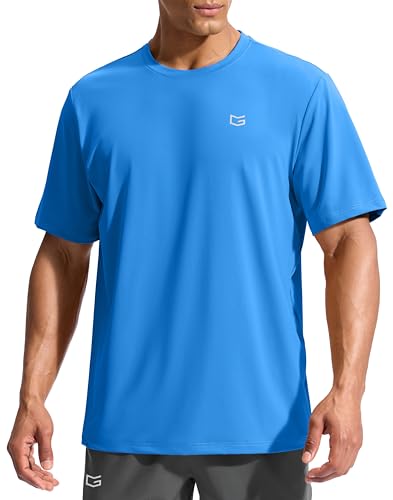 Men's Sun Protection Swim Shirt UPF 50+ Rash Guard Short Sleeve Water Sports XL Blue