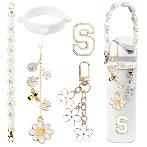 Water Bottle Charm Set for Owala Bottles Flowers Handle Strap Personalization