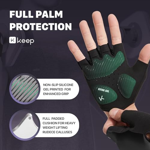 KEEP Black Large Breathable Workout Gloves for Men & Women - Non-Slip Gym Gloves for Weight Lifting & Fitness
