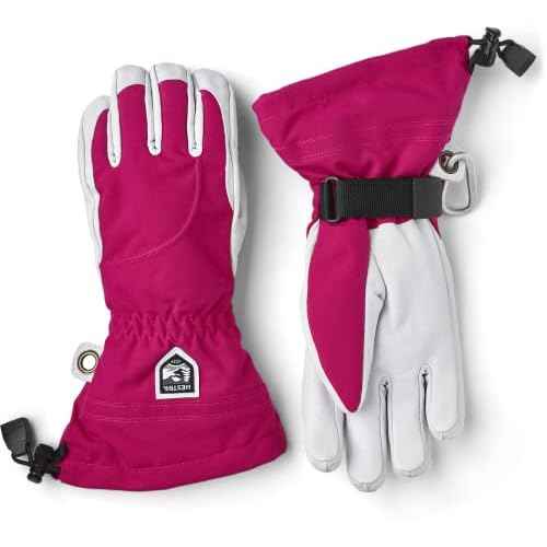 Hestra Women's Heli Ski Female Glove, 5-Finger Leather Snow Glove for Skiing, Snowboarding and Mountaineering