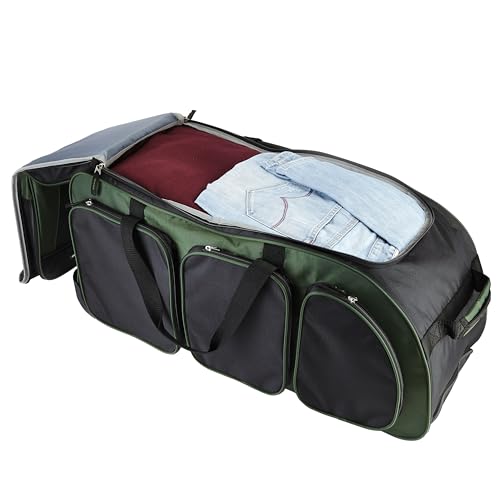 Travelers Club Xpedition 30-Inch Multi-Pocket Upright Rolling Duffel Bag - Forest Green
