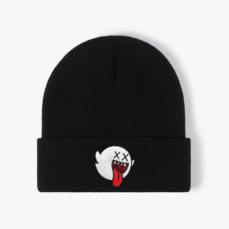 Funny Gothic Emo Beanie Hat - Black Knit Cap for Men and Women