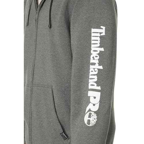 Timberland PRO Men's Hood Honcho Sport Full-Zip Hooded Sweatshirt, Dark Charcoal Heather/White, 4X-Large