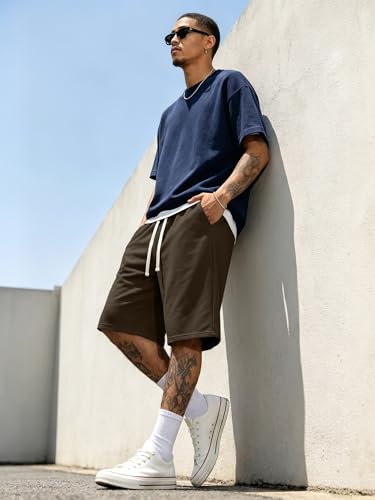 Men's Baggy Sweat Shorts Below Knee with Drawstring - Casual Urban Style